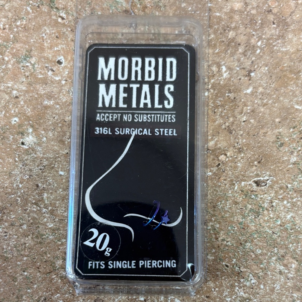 Morbid Metals Black and Blue Surgical Steel Nose Ring